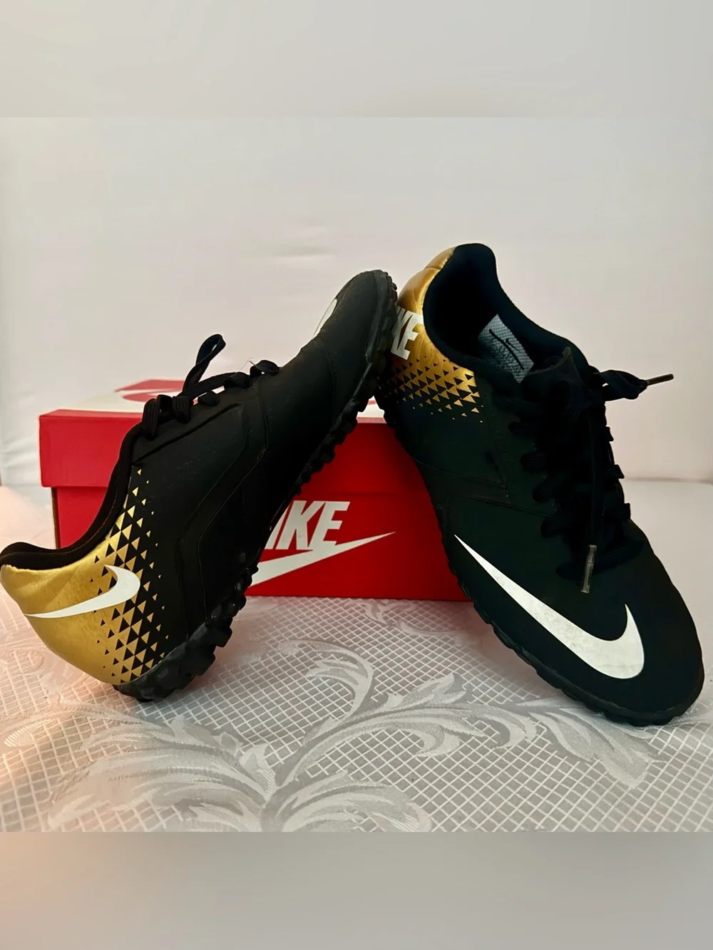Nike Youth JR Bomba TF Black & Gold Turf Shoe